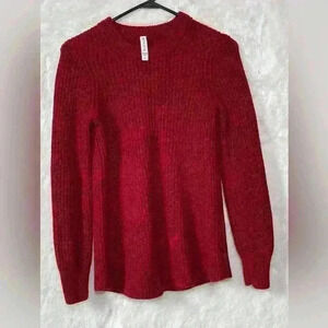 Athleta Sierra Red Black Wool Blend Crewneck  Preppy Small Sweater Knit Women